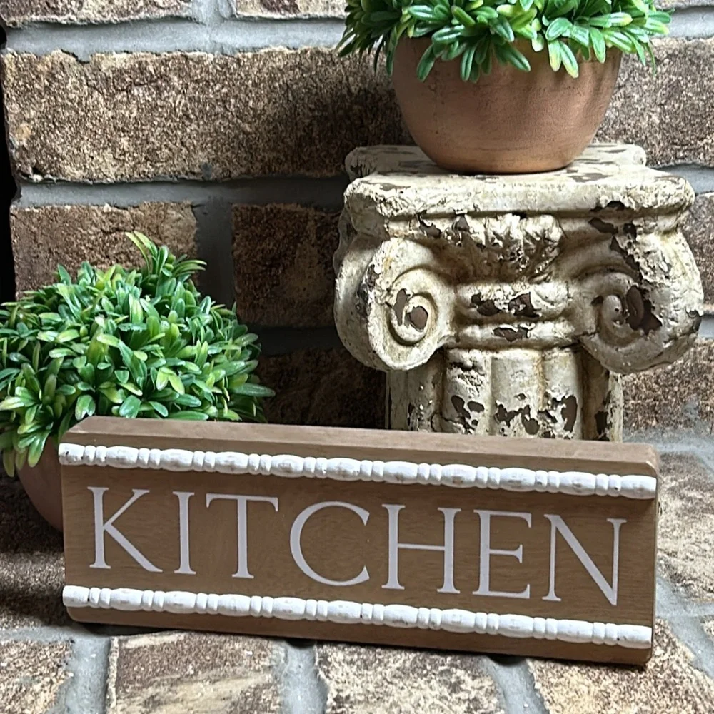 NEW! Vintage Inspired Cottage White Architecture Molding Kitchen Wood Sign